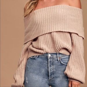 🌿NWT Lulu’s Cream Off The Shoulder Sweater